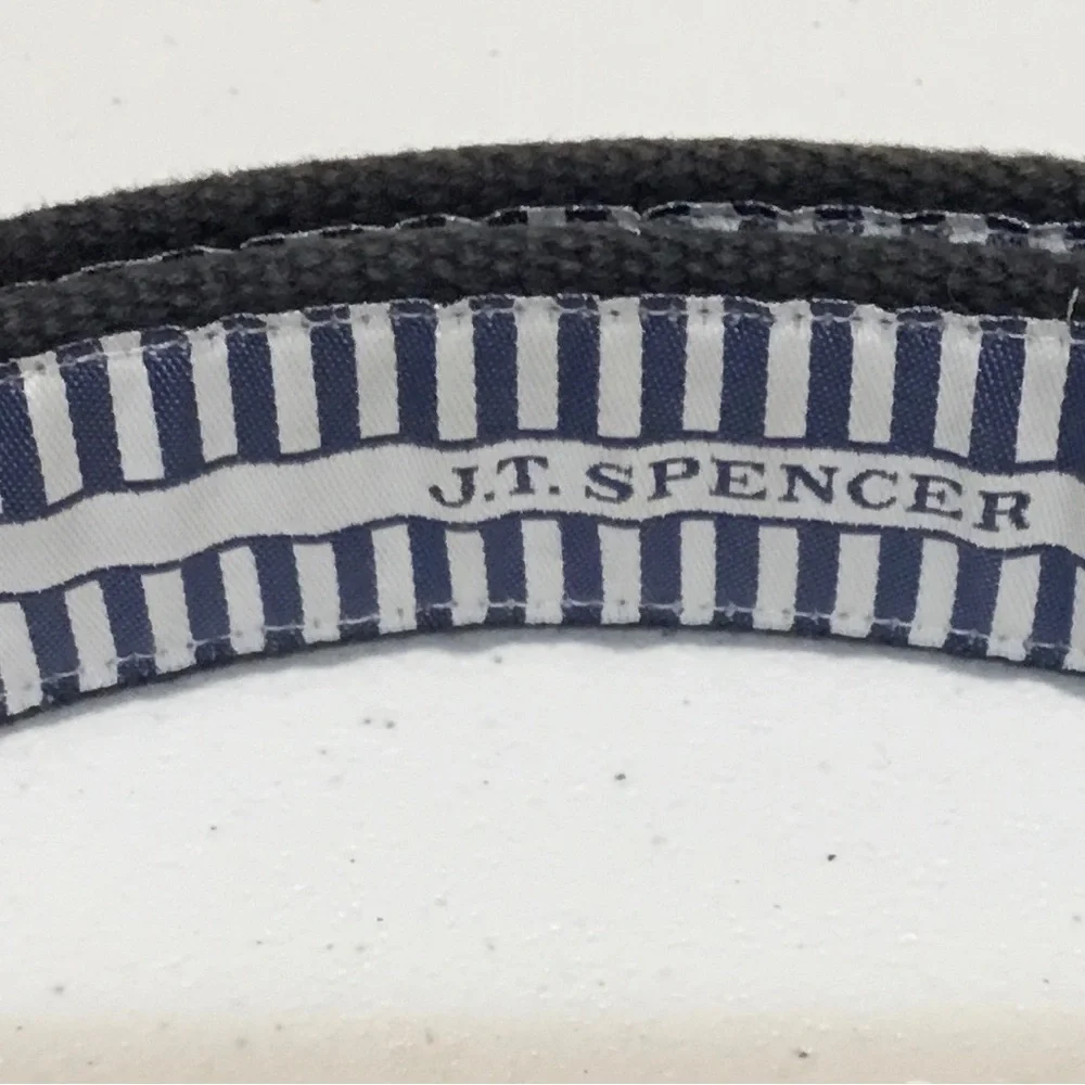 Men's Grey Woven Belt  with Golf Clubs and has Brown Leather Trim